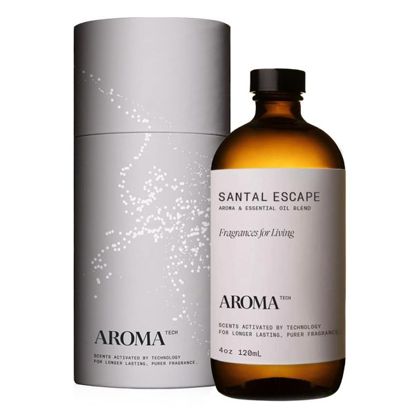 AromaTech Santal Scent Diffuser Oil – 120ml with notes of cardamom, papyrus, and musk, designed for cold-air and ultrasonic diffusers. 