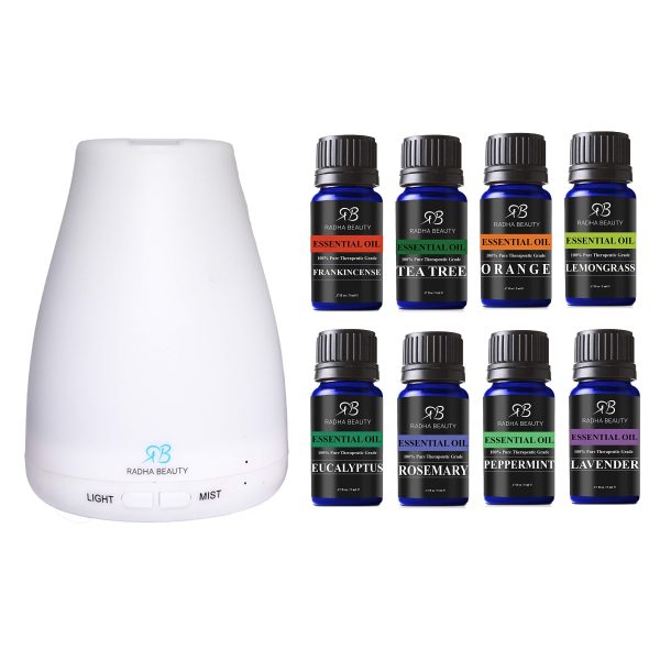 Aromatherapy Top 8 Essential Oil and Diffuser Gift Set
