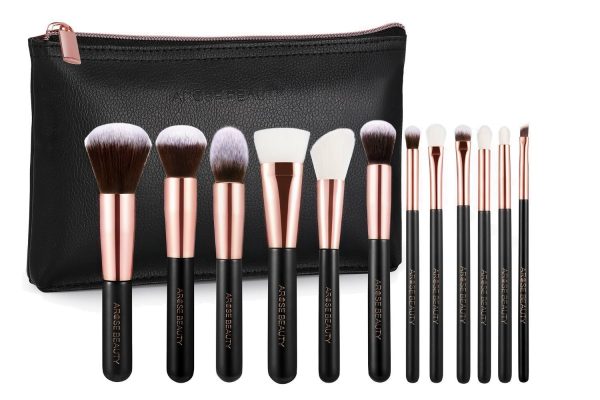 Arose Beauty Rose Gold Luxury Brush Set 12pc Makeup Face &