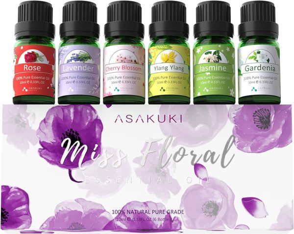 ASAKUKI 100% Pure Therapeutic Grade Essential Oils, Top 6 Aromatherapy Oils