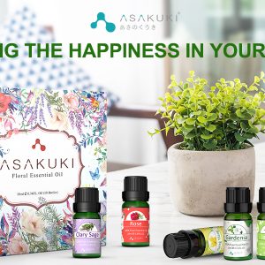 ASAKUKI Aromatherapy Diffuser with Floral Essential Oils