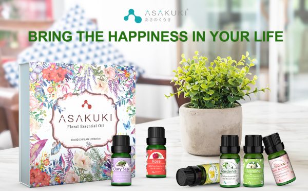ASAKUKI Aromatherapy Diffuser with Floral Essential Oils