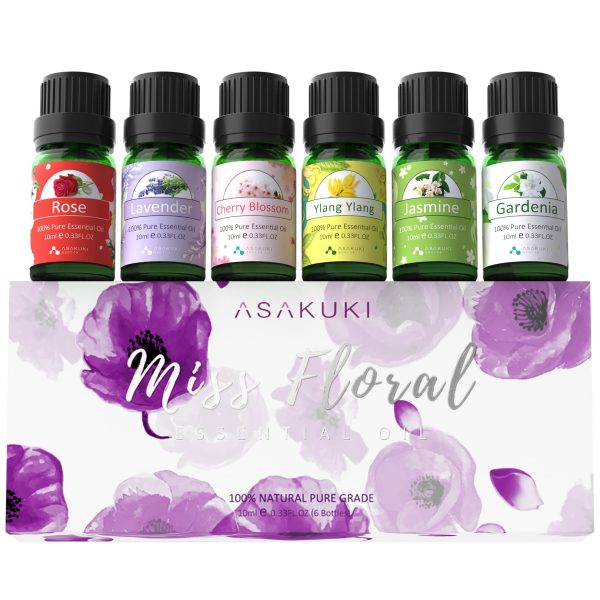 ASAKUKI Floral Essential Oils Premium Flower Fragrance Oils Gift Set