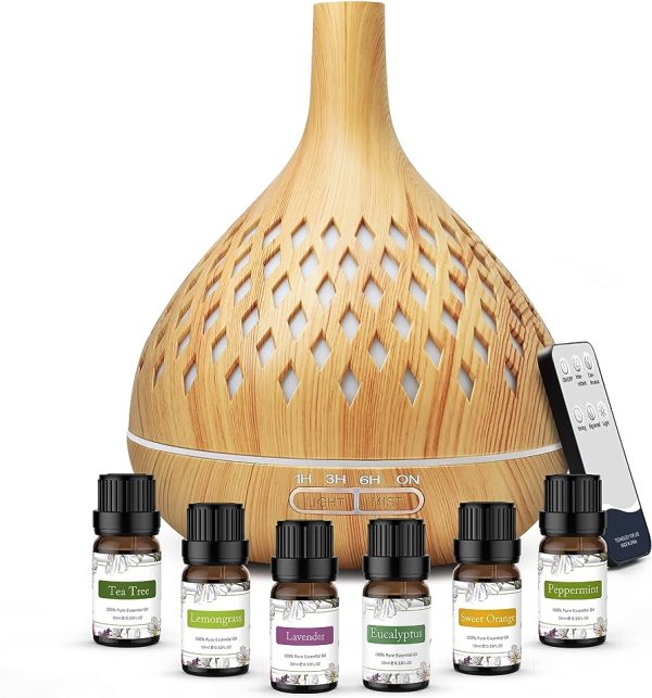 ASAKUKI Home Diffuser with Top 6 Essential Oils Set