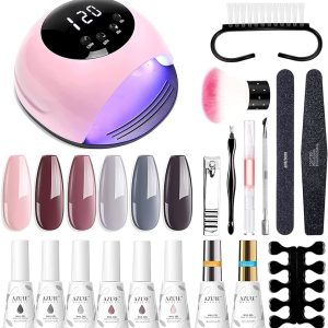 AZUREBEAUTY Gel Nail Polish Starter Kit with 48W UV/LED Lamp
