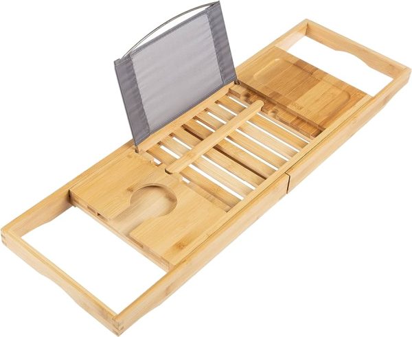 Bamboo Bath Caddy Tray with Extendable Sizes
