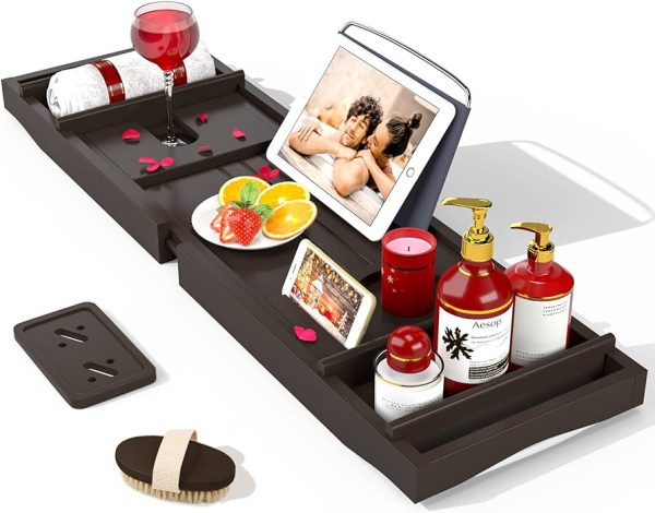 Bamboo Bath Organizer with Free Soap Holder