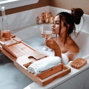 Bamboo Bathtub Tray & Bed Laptop Desk with Foldable Legs
