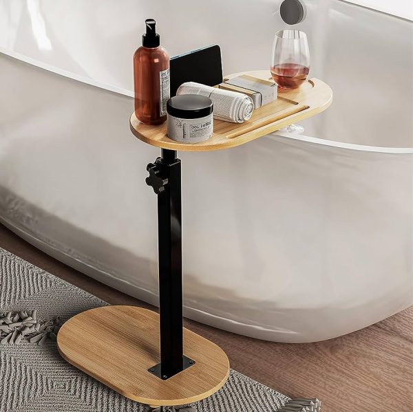 Bamboo Bathtub Tray with Extendable Sides &Foldable Legs