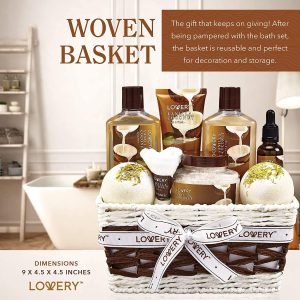 Bath and Body Gift Basket For Women and Men - 9 Piece Set of Vanilla
