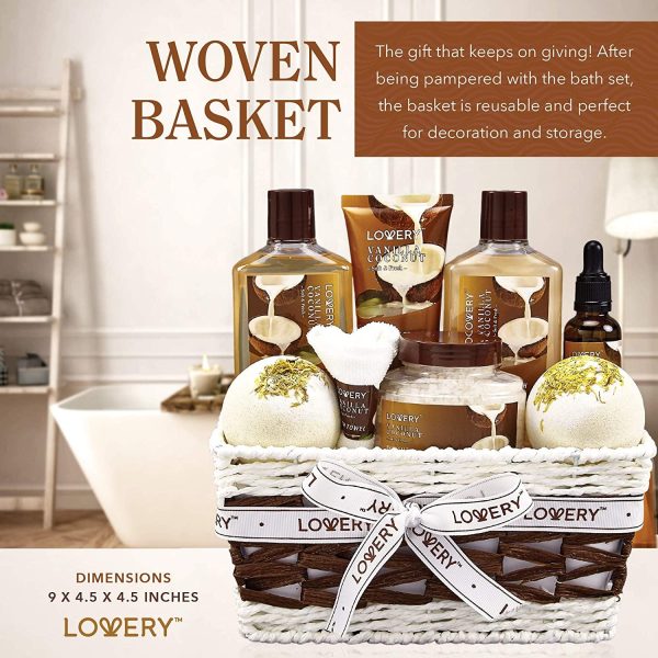 Bath and Body Gift Basket For Women and Men - 9 Piece Set of Vanilla