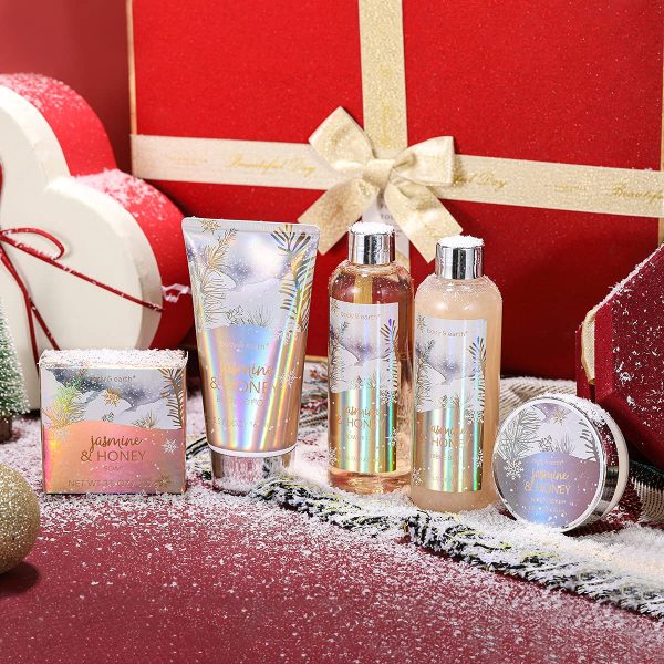 Bath and Body Set - Body & Earth Women Gifts Spa Set with Jasmine & Honey Scent