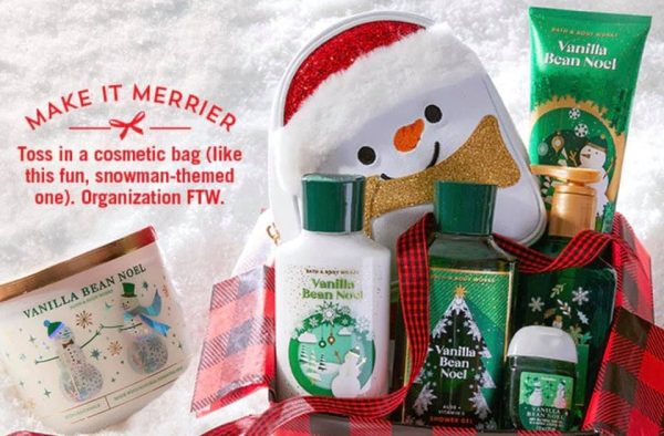 Bath and Body Works VANILLA BEAN NOEL Holiday Traditions Cosmetic Bag