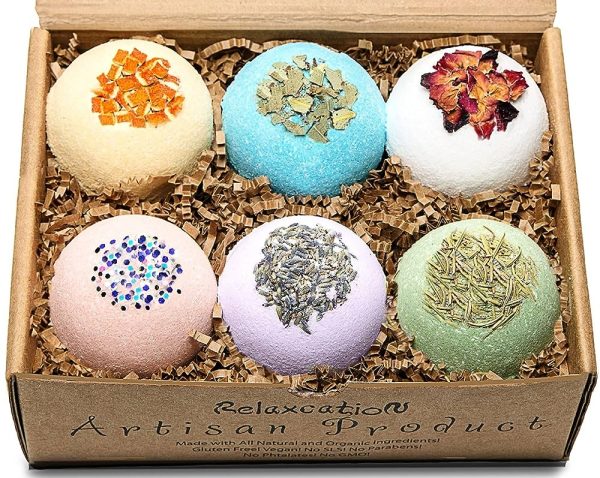 Bath Bombs Gift Set - 6 Large Natural & Organic, Birthday Gifts for Women