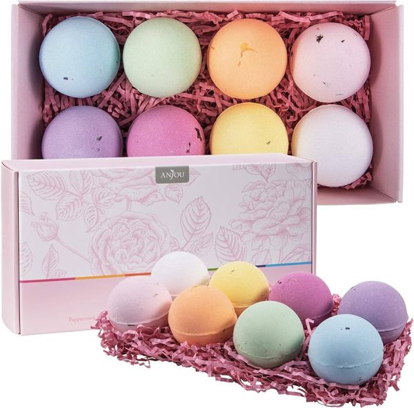 Bath Bombs Gift Set, Anjou 8 x 4.0 oz Vegan Natural Essential Oils
