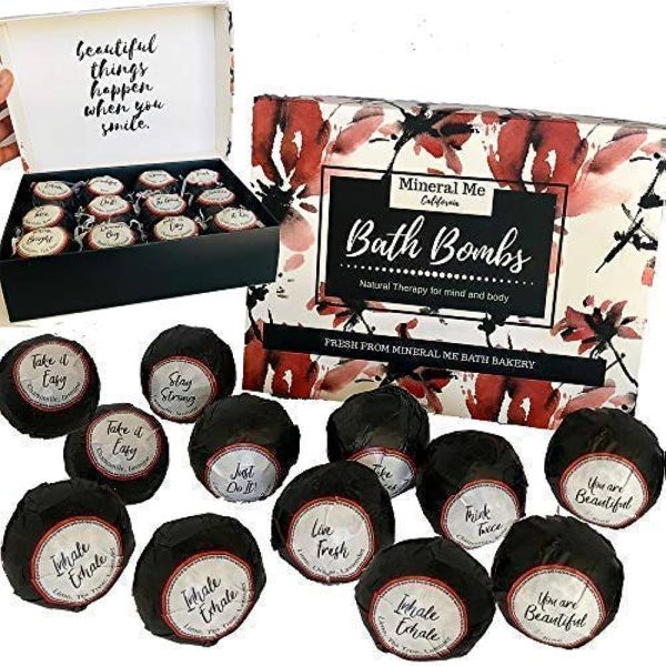 Bath Bombs Gift Set for Women with Inspirational Messages, Organic Essential Oil