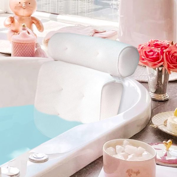 Bath Pillow Bathtub Spa Pillow, Non-slip 6 Large Suction Cups