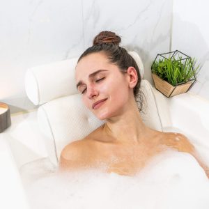 Bath Pillows for Tub Neck Support: White Waterproof Bathtub Pillow Rest