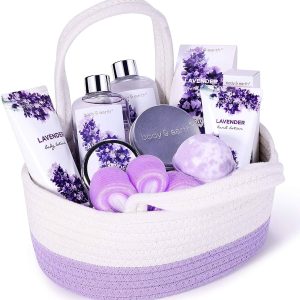 Bath Spa Gift Basket, Body & Earth Bath Gift Set 12 Pcs Lavender Scented