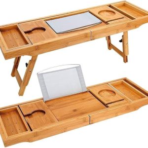 Bath Table Organizer with Book Stand Tablet Holder