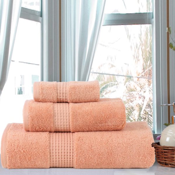 Bath Towel Sets- Set of 3 - Peach- Luxury Hotel Towels