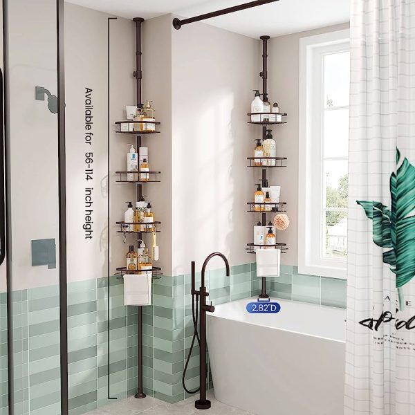 Bathroom Organizer Shelf Rust Proof Bathtub Storage Basket Accessories