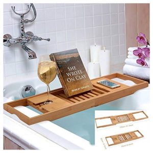 Bathtub Caddy with Wooden Book Holder