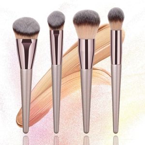 BBL 4pcs Luxury Champagne Gold Makeup Brush Set, Premium Synthetic Foundation