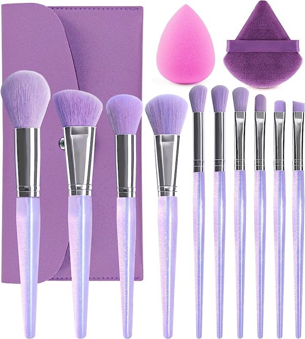 BEAKEY Makeup Brushes with Makeup Sponge, 7+1 Pcs Professional Makeup Brush
