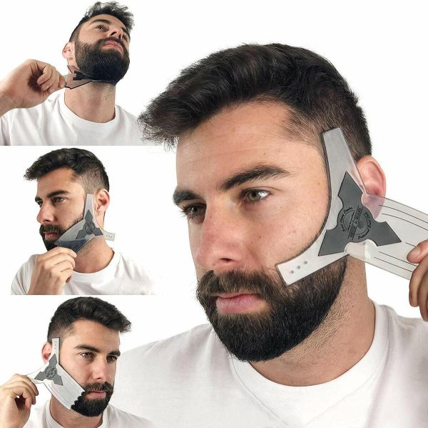 Beard Shaping Tool Guide & Bamboo Comb Grooming Kit for Men's Care