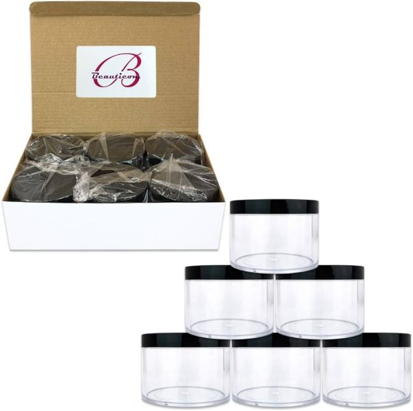 Beauticom 4 oz. (120g/120ML, Quantity: 6 Pieces) Thick Wall Round Leak Proof Clear