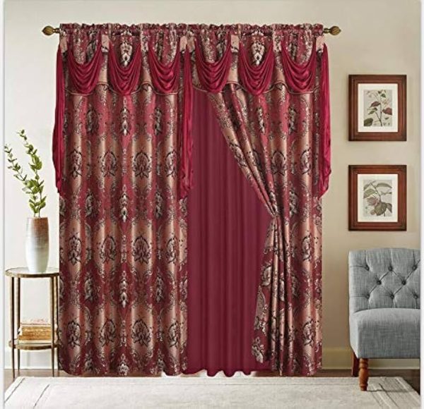 Bedding Haus Window Drape Set with Valance and Sheer Backing