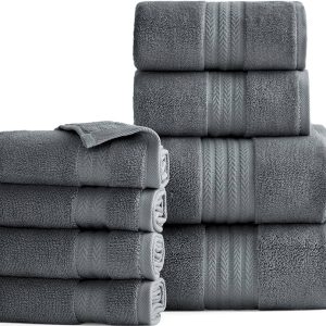 Bedsure Towels for Bathroom - 100% Turkish Cotton Bath Towel Set