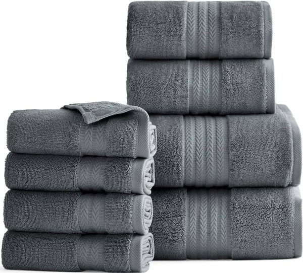 Bedsure Towels for Bathroom - 100% Turkish Cotton Bath Towel Set