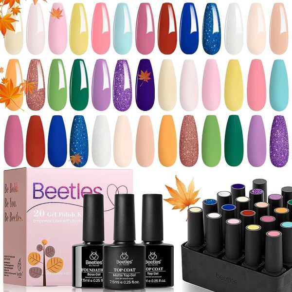 Beetles 20 Pcs Gel Nail Polish Kit, Spring into Summer Collection Soak Off UV LED