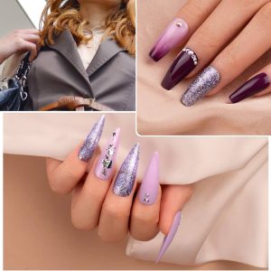 Beetles 4 Colors Purple Glitter Gel Nail Polish Set - Lilac Mauve Gel Polish Kit