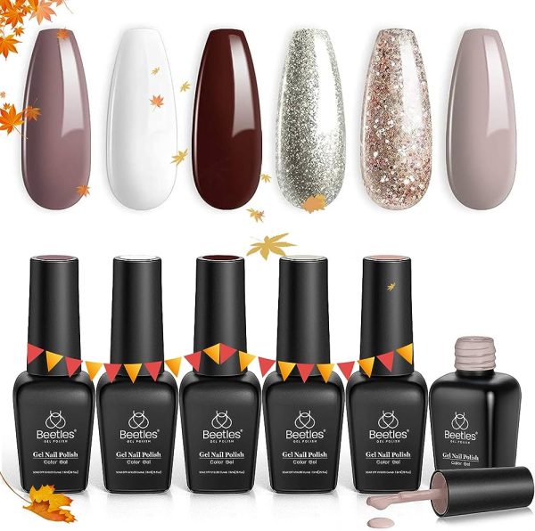 Beetles Holiday Gel Nail Polish Set - 6 Colors Burgundy Red Champagne Gold Gel
