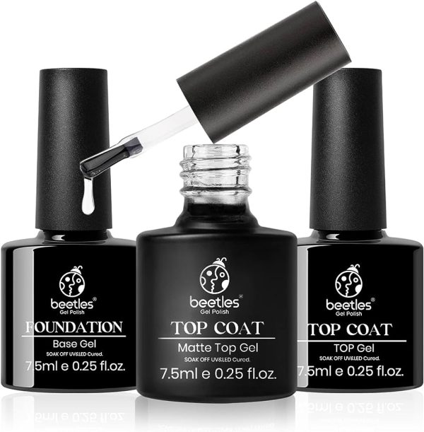 Beetles Matte Top Coat and High Gloss Top Gel Coat Base Coat Set No Wipe