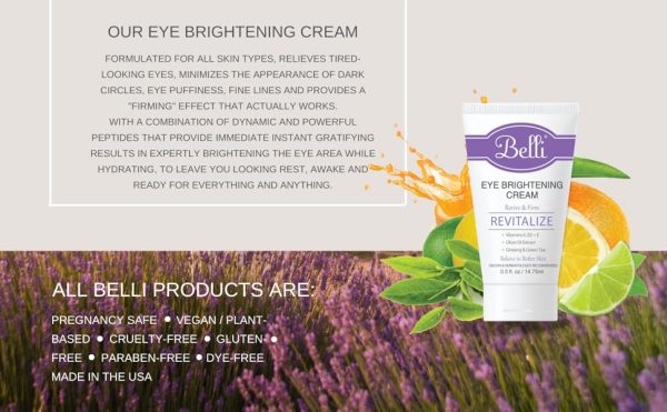 Belli Skincare Eye Brightening Cream, Pregnancy Safe and Vegan Free