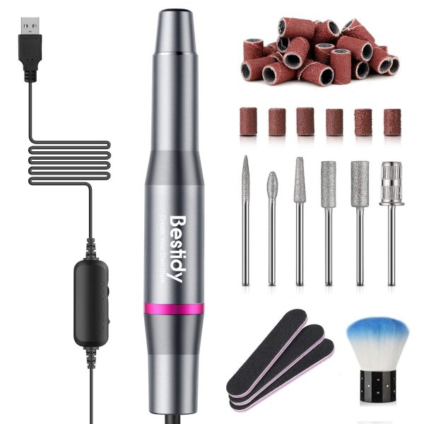 Bestidy Electric Nail Drill Kit,USB Manicure Pen Sander Polisher