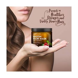 Biotin Hair Mask for Dry Damaged Hair with Lingonberry by Majestic Pure