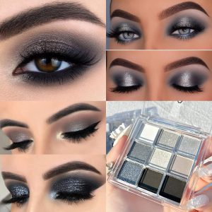 Black Smokey Gray Silver Glitter Shimmer Eye Eyeshadow