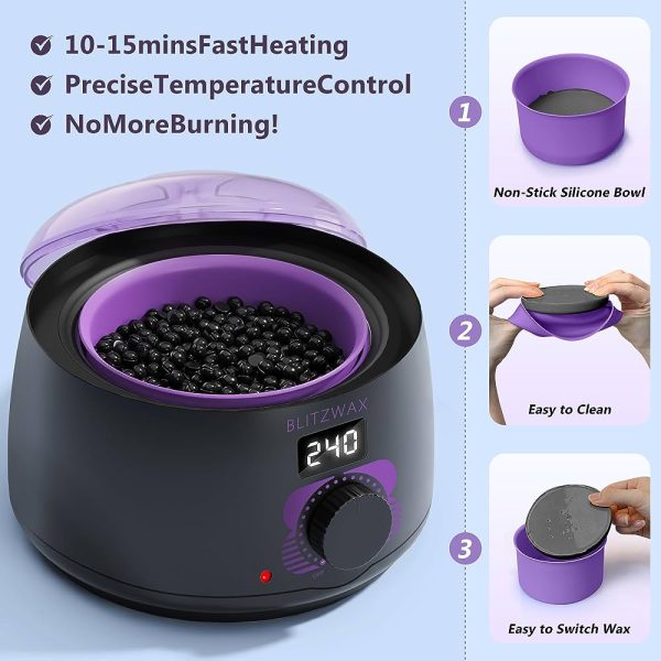 BLITZWAX Waxing Kit Hair Removal Wax Warmer Kit