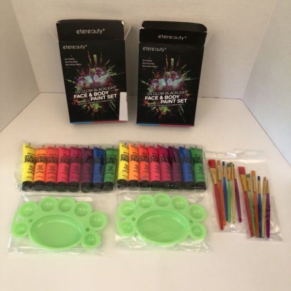 Body Paint - Set of 8 Tubes - Neon Fluorescent, ETEREAUTY Glow Blacklight Face