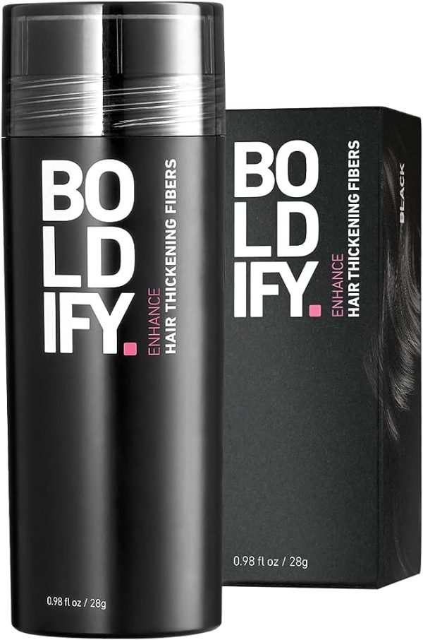BOLDIFY Hair Fibers for Thinning Hair (BLACK) 100% Undetectable Natural Fibers