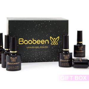 Boobeen 6+2 Pcs Gel Nail Polish Set - UV LED Soak Off Nail Gel Manicure Kit