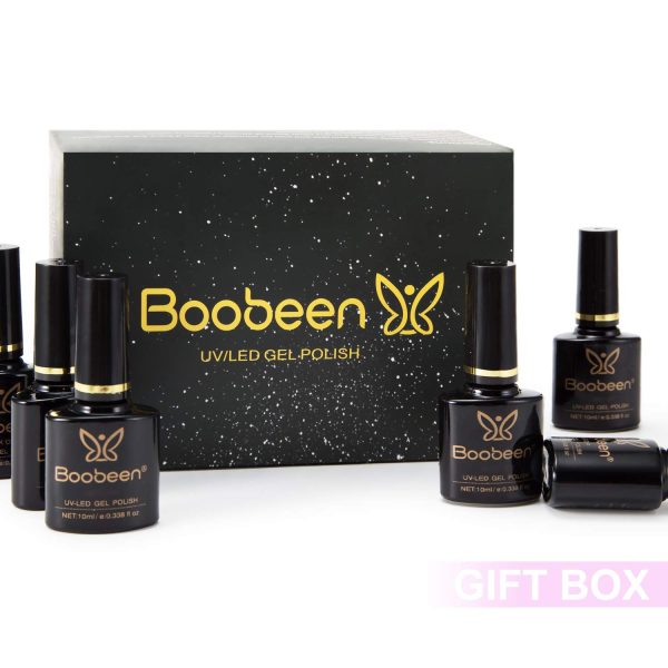 Boobeen 6+2 Pcs Gel Nail Polish Set - UV LED Soak Off Nail Gel Manicure Kit