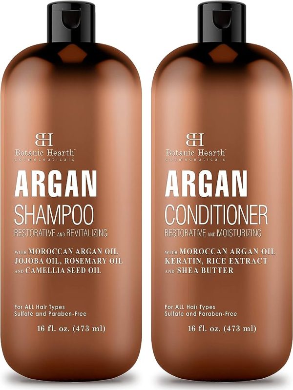 BOTANIC HEARTH Argan Oil Shampoo and Conditioner Set - with Keratin