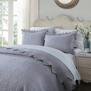 Brandream Luxury Bedding Grey Quilt Set Queen King Size