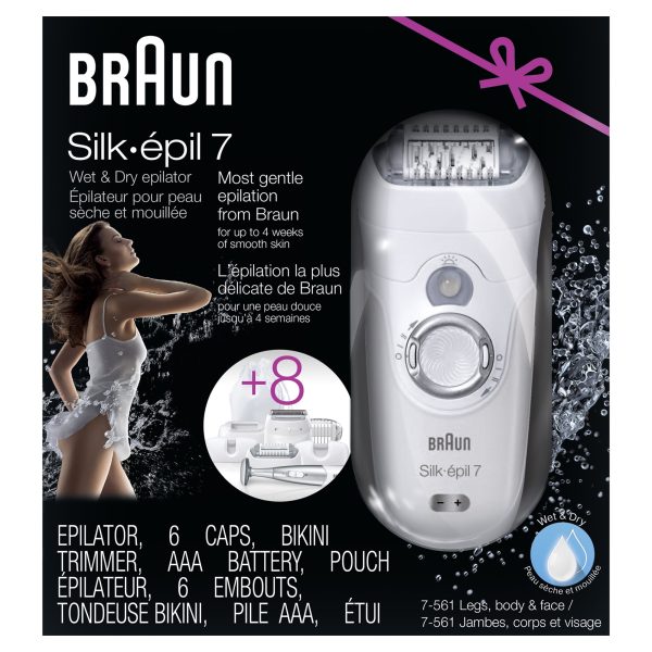 Braun Silk-épil 7 Wet & Dry Epilator Gift Pack (Epilator, 6 Caps, Bikini Trimmer)